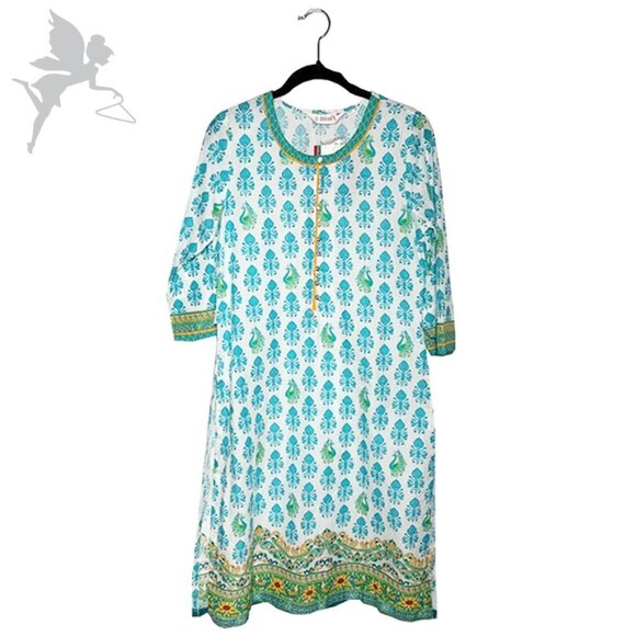 NWT BIBA Medallion Block Print Lightweight Summer Tunic - Picture 1 of 5